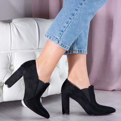 Czarne botki na wyższym słupku Prisha - Obuwie