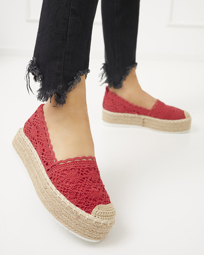 Red women's openwork espadrilles on the platform Ezerra - Footwear