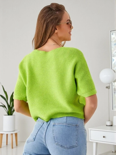 Royalfashion Sieviešu kokvilnas īsais džemperis ar tauriņiem