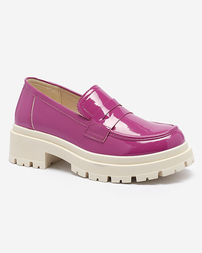 Fuchsia lacquered moccasins for women Noppel - Footwear