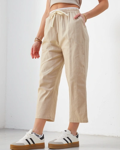 Royalfashion kokvilnas plašās bikses sievietēm ar jostu