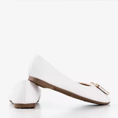 OUTLET White women's ballerinas with an ornament on the toe Rionach - Shoes