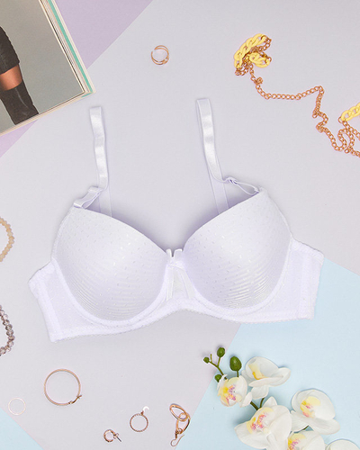 Women's white patterned push-up bra - Underwear