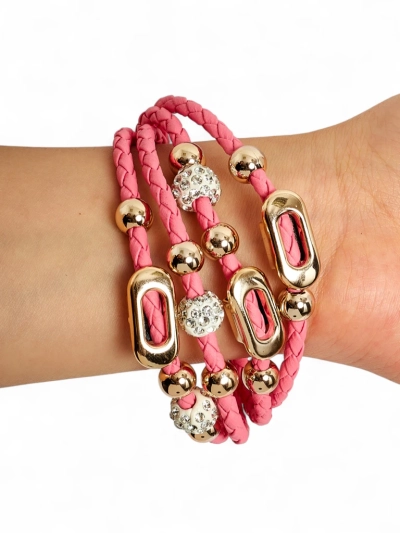 Bransoletka damska z koralikami i cyrkoniami