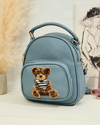 Royalfashion Small women's eco-leather backpack with teddy bear