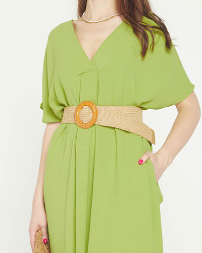 Women's green oversize dress with a belt - Clothing