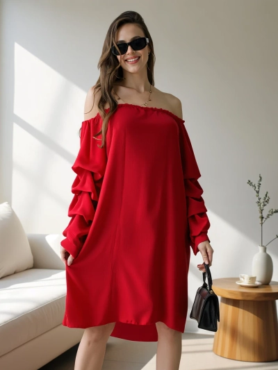 Royalfashion Smooth women's dress a'la Spanish with ruffles
