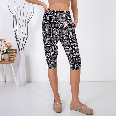 Black and white patterned women's PLUS SIZE shorts - Clothing