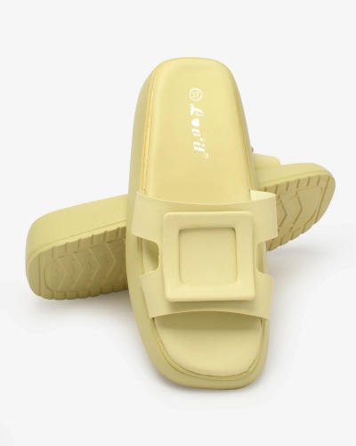 Royalfashion Light green women's flip-flops with buckle Ocurary