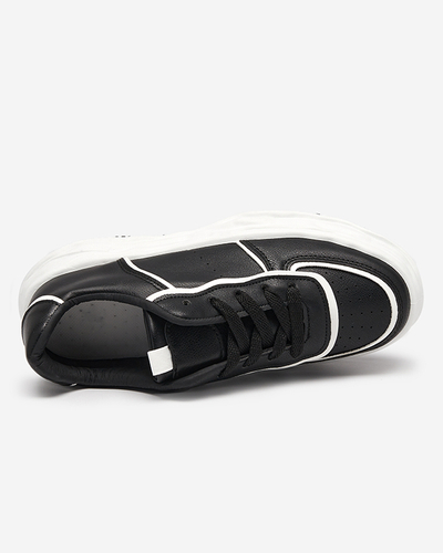 Black women's sneakers with glossy inserts Pinero - Footwear