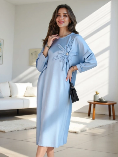 Royalfashion Sieviešu midi kleita, liela izmēra audums ar ziedu