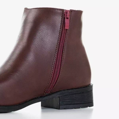 OUTLET Women's maroon Chelsea boots with flat heels Timea - Footwear