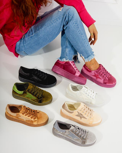 Black Estreni Women's Velor Sneakers - Footwear