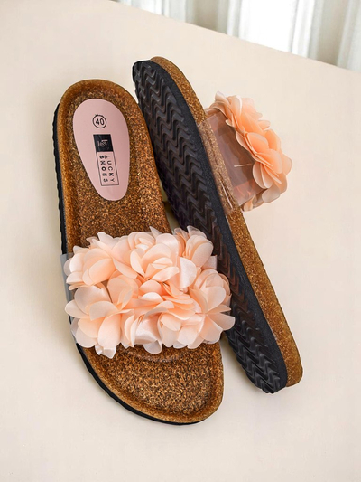 Royalfashion Klapki damskie z kwiatuszkami Flora Soft