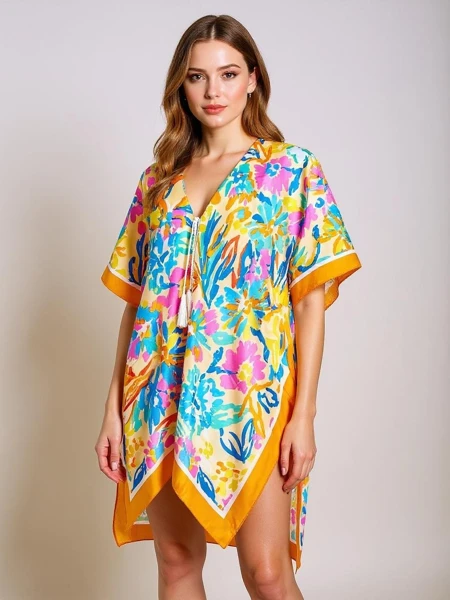 Royalfashion Callista Knee-Length Pareo – Multicolored Beach Dress with V-Neck