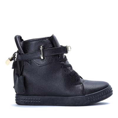Black sneakers on an indoor Denney wedge - Footwear