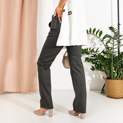 Dark gray women's straight pants PLUS SIZE - Clothing