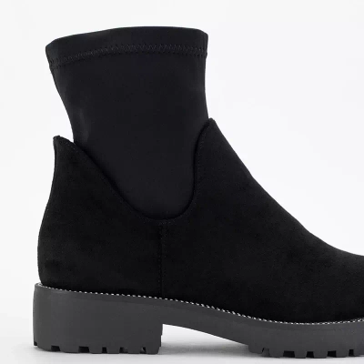 OUTLET Black eco-suede boots with decorative upper Isanti - Footwear