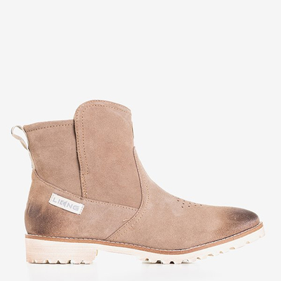 Light brown women's boots with flat heel Judetta - Shoes