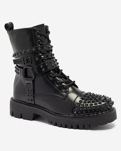 OUTLET Black women's bagger boots with studs Fioppo - Footwear