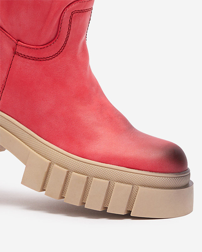 OUTLET Red women's mid-calf boots Astaroth - Footwear