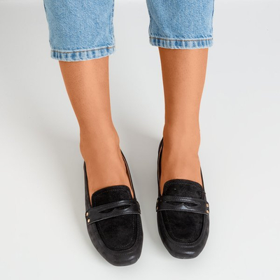 Challa black shiny loafers for women - Footwear