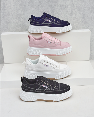 Damskie sneakersy Callista na platformie granatowe tkanina wiosna-lato