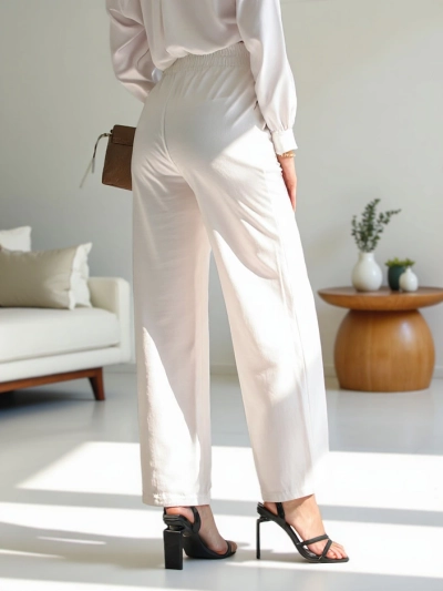 Royalfashion Wide women's pants with a decorative buckle