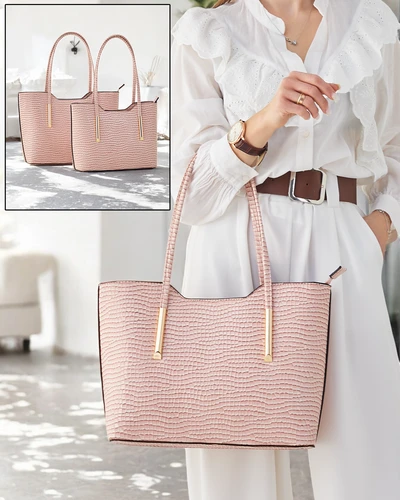 Royalfashion Dubultā pārklājuma sieviešu rokassomu ar reljefu