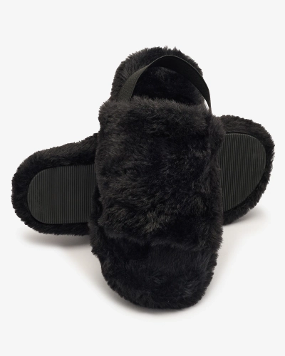 Royalfashion Черные женские меховые тапочки Nabres