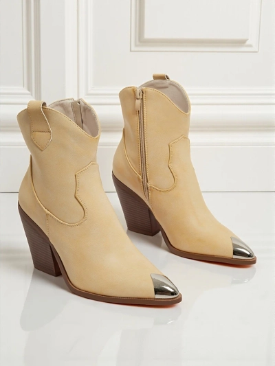 Kowbojki damskie na obcasie z ozdobnym czubkiem Fang Glacier