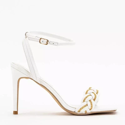 OUTLET White women's sandals on a high heel Tenedi - Footwear