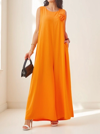 Callisto Orange Jumpsuit – Modern Viscose Elegance for Summer