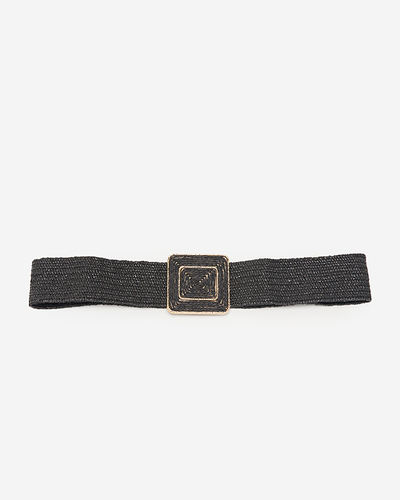Women's Black Braided Elastic Belt - Accessories