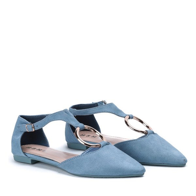 Blue ballerina shoes with Laurita gold decoration - Footwear