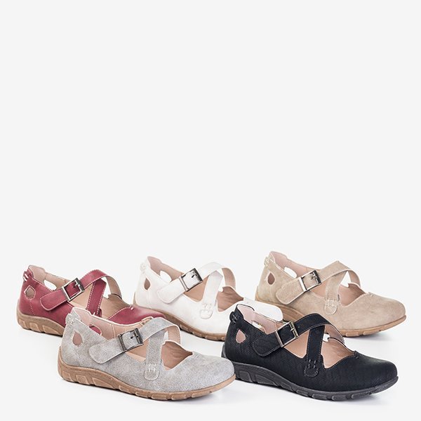 Light gray women's shoes fastened with Velcro Grazena - Footwear