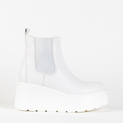 White matte platform boots with elastic insert Xsai- Footwear