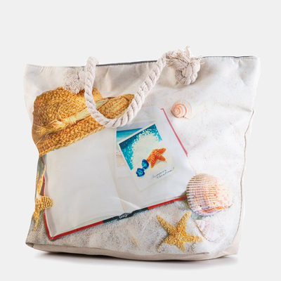 Multicolored beach bag with holiday print - Accessories