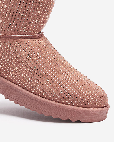 Tumši rozā sieviešu sniega zābaki ar kubisko cirkoniju Rudis - Apavi