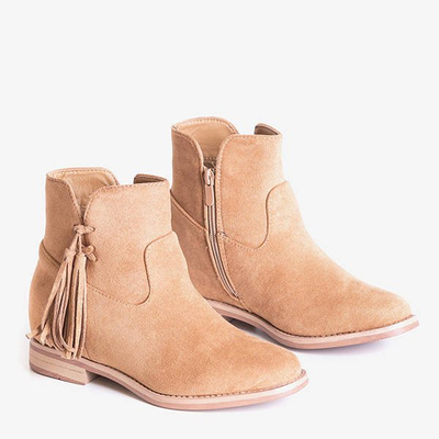 Light brown women's boots on an indoor wedge Drezden - Footwear