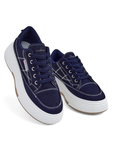 Callista women's platform sneakers navy blue fabric spring-summer