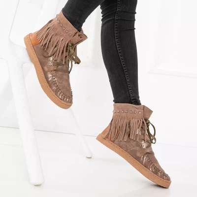 OUTLET Women's brown snow boots with tassels Medisal - Footwear