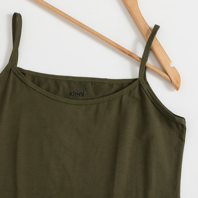 Dark green women's top with thin straps PLUS SIZE - Clothing
