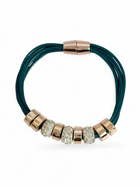 Bransoletka damska z koralikami i cyrkoniami