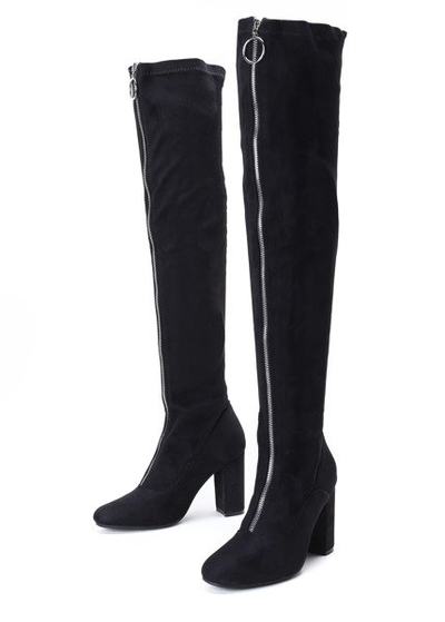 Black boots with a zipper on the front Layla - Footwear
