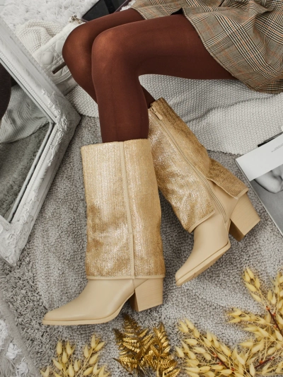 Women's Eco-Leather Heeled Ankle Boots with Decorative Upper Virelia