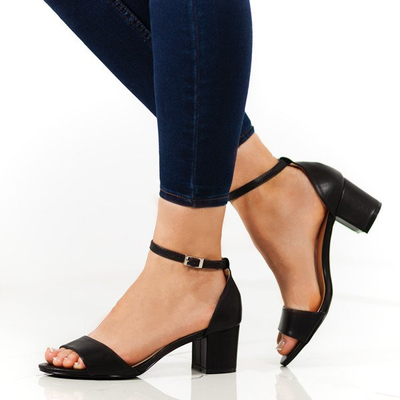 Black sandals on a low Catherna post - Footwear 1