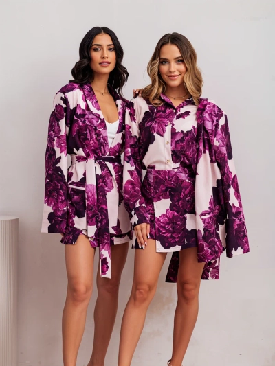 Royalfashion Women's floral set with a tied blazer and shorts