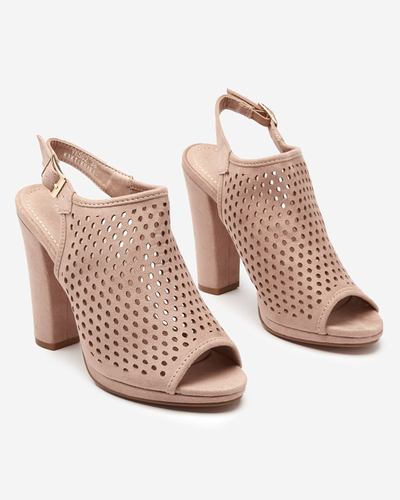 Women's openwork sandals on the post in beige Melliani - Footwear