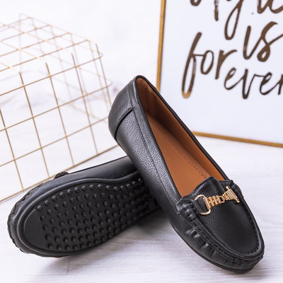 Black moccasins with metal Abu-Dabi decoration - Footwear